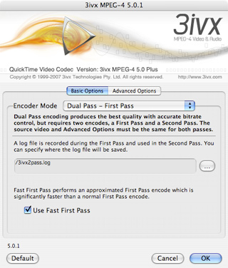 3ivx MPEG-4 5.0.1 for Mac OS - First Pass