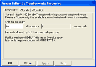 GraphEdit - Stream Shifter Properties