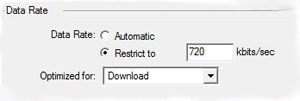 Limit data rate to ... KBytes/sec